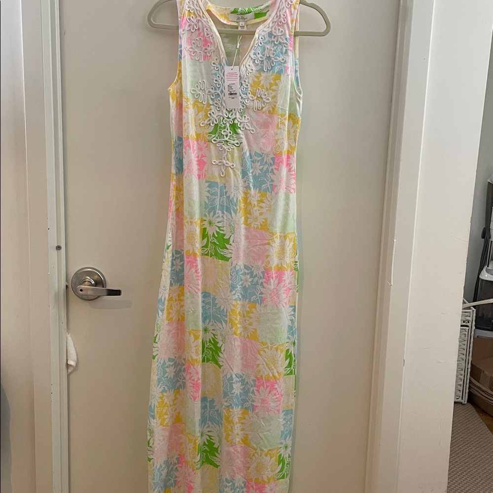 NWT LILLY PULITZER Maxi Raina Sleeveless Pastel Patchwork Dress small - Picture 5 of 8